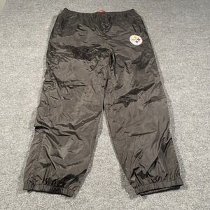 Vintage Y2K Pittsburgh Steelers Wide Leg Loose Baggy Windbreaker Pants Mens 2XL